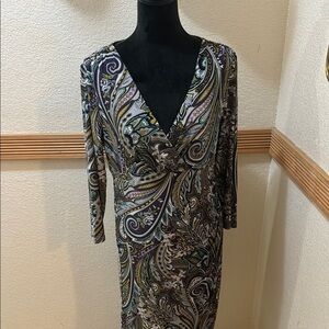 Carmen Marc Valvo Size L Elegant Paisley Wrap Dress!!!